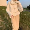 Synthetische Damen Weißer Fuchspelzmantel Mode Süße Kurzmantel Dicke Warme Elegante Pelz Vintage Jacke Mäntel Frauen Mujeres Kaninchen 240106