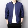 Men's Jackets Men Solid Color Jacket Regular Fit Versatile Spring/fall Stand Collar Smooth Zipper Closure Mid Length