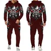 Samurai Oni Mask Tattoo 3D Print Hoodie Suit Men s Harajuku Street Clothing Set Brand Fashion Mens 2 Pieces Tracksuit Sportswear 231228