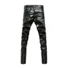 Pantalons pour hommes arrivés hommes en cuir hommes Slim Fit crayon vêtements Moto Biker PU pantalon