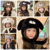 Berets Fluffy Cartoon Plush Hat Cute Thickened Long Ears Ear Protection All-match Woolen Winter Children