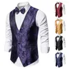 Gilets pour hommes Hommes Stage Show Costume Gilet avec nœud papillon Impression Robe à poitrine unique Slim Fit Formel Business Col V Gilet sans manches