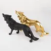 Decorative Figurines Nordic Geometric Wolf Statue Resin Art Sculpture Home Animal Room Office Accessories Free Delivery