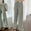 Pantaloni jeans da donna con decorazioni a vita alta S gamba dritta pantaloni denim femminili blu Spanx Grunge Y2k estetica R