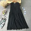 Casual Dresses 2023 Summer Cotton A-Line Dress Mori Girl Loose Lace Hollow Out Embroidery Literary V-Neck Sleeveless Women