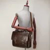 Aktetassen mva heren echte lederen tas kantoor heren aktetas vintage heren lederen tas gegraveerde messenger mannen handtas voor 14 "laptop 7406