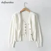 Pull Vintage pour femmes, cardigan boutonné, blanc, sexy, haut court tricoté, col en v, débardeur, ensemble deux pièces, coréen, 231228