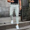 Men's Pants Fashion Plaid Printed High Waisted Zipped Trousers Casual Loose Stright Business Slim Versatile