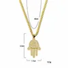 Hänghalsband guld silver fatima hamsa hand bling cz iced ut charm kubansk kedja för kvinnor män hip hop smycken250q