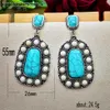 Pendientes Collar Vintage Blanco Pequeña Cuenta Cuadrada Piedra Pendiente Largo Étnico Natural Azul Turquesa Cuelga Para Mujer Moda Boh270M