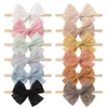 24 teil/los 3,8 "Boutique Spitze Bestickt Baby Nylon Stirnband Mädchen Bowknot Elastisches Haarband Kinder Phpto Requisiten Kopfbedeckung Großhandel 231228