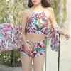 Women's Swimwear Elegant Fashion Harajuku Kawaii One-piece Swimsuits Women Long Sleeve Hollow Out Culottes Bikinis Sexy Casual Female