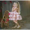 Retail Baby Girls Plaid fly sleeve halter cake pettiskirt dress Children Open Back Pleated Tutu Party Dress Birthday kids designer5279820