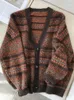 Женская одежда, корейские стильные свитера, осень-зима 2023, вязаный кардиган с винтовой нитью и жаккардовым переплетением, СВОБОДНЫЕ утепленные пальто 231228
