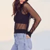 Women's Vests Sexy Transparent Mesh Sheer Jackets 2023 Summer Thin Long Sleeve Brief Outwears Women Zipper Beachwear Coats Black