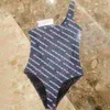 Marca de um ombro banho carta impressão bikini conjunto feminino marca um pedaço maiô férias verão nadar tanga biquinis