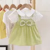 Kız Elbiseler 0-4y Bebek Elbise Sevimli A-Line Prenses Kostüm Gündelik Çizgili Pamuklu Çocuk Giyim Bebek Kıyafet Vestidos Çocuk A1158