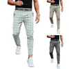 Men's Pants Fashion Plaid Printed High Waisted Zipped Trousers Casual Loose Stright Business Slim Versatile