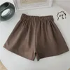 Shorts Pour Femmes 2023 Été Kaki Casual Femmes Ulzzang Simple Élastique Taille Haute Chic Femme Bureau Pantalon Court À Jambes Larges