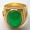 Jewelry 18K GP green jade men's ring8 9 10 11 12273h