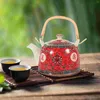 Conjuntos de louça retro bule cerâmica com alça pequena chaleira de viagem casa jarro portátil estilo chinês acampamento
