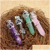 Party Favor Natural Crystal Stone Necklace Creative Plum Blossom Column Pendant Necklaces With Chain Jewelry Accessories Rre12569 Dr Dhekp