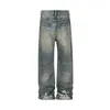 Jeans pour hommes Harajuku Streetwear Washed Dirty Baggy Blue pour hommes et femmes droites Vintage Casual Denim Pantalon Ropa Hombre Cargos
