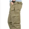 남성용 바지 Mannen Cargo Broek Uitloper Multi Pockets Militaire Tactische 바지 werken Recht Baggy Katoenen Leger Herfst Plus Broe