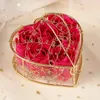 Fleurs décoratives pour la saint-valentin, Simulation de Rose en métal, boîte de cœur d'amour, fleur de savon, cadeaux artificiels, décor de fête heureuse, 2024