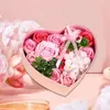 Decorative Flowers Heart Shaped Soap Gift Box Artificial Rose Bunch Present For Girlfriend Wife On Birthday Valentine's Day