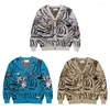 Men's Sweaters V-Neck WACKO MARIA Sweater Knitted Cardigan Sweatshirts Men Women Jacquard Hawaiian Crewneck