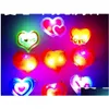 Partij gunst Led Light Up Flashheart Pins Broche Gloeiende rubberen revers badge voor Valentijnsdag Kerst Bruiloft Verjaardag Drop Delive Dhpos