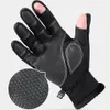 Winter Fishing Gloves 2 Finger Flip Fingerless Gloves Non-slip Waterproof Warm Winter Gloves for Fishing Cycling Running 231228