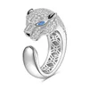 Bulgarie Carer Anel de designer de luxo original banhado a prata pura 18k ouro leopardo cabeça anel aberto para homens e mulheres anel de diamante de casamento anel de casal