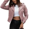 Kvinnors jackor mode kvinnor mocka grödor jacka gata streetwear fast färg zip up cyklist lapel långärmad yttre kläder kläder kläder