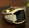 2021 Retro men ring Black Zircon Ringrings for women punk Hip Hop Fashion Silver Jewelry2413201