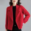 Giacche da donna Cappotto di lana fronte-retro Giacca corta da abito casual in tweed di fascia alta Miscela Blazer doppiopetto nero Donna