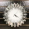 壁時計豪華なクリスタルクロックモダンデザインビッグサイズ大規模な北欧のマシンミラーガラスリビングルームの装飾