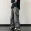 Мужские брюки 2024, мужские весенне-осенние длинные свободные широкие мужские брюки с карманами, спортивные брюки для отдыха, однотонные брюки-карго I678