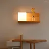 Lâmpadas de parede japaness luzes de madeira para quarto cabeceira el restaurante corredor corredor decoração luminárias de madeira vidro moderno
