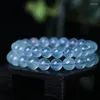 Strand Natural Aquamarines Armband Single Circle Crystal Jewelry Charm 4-12mm pärlor Romantisk avslappnad yoga