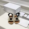Sandal Flat Slides Raffia Sandaler Triomphe Empelled Ankle Strap Open Toe Women's Luxury Designer Holiday Flats Gladiator
