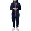 Men's Tracksuits Mens Solid Zip Up Jumpsuit Ovesized Hooded Turtleneck Tracksuit Onesie Spring Large Size Overalls Jogger Hoodie Adult