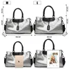 Silver Sports Bag Lady Luggage in Travel Bags with Tag Duffel Gym Leather Women Yoga Fitness sac de sport Big XA806WD 231228