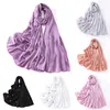 Sciarpe Casual Perline Foulard in chiffon a bolle Tinta unita Morbido Hijab istantaneo Coreano Versatile Scialle lungo Avvolgente Decorazione floreale con diamanti