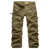 Pantalons pour hommes 2024 Automne Hommes Cargo Grandes poches Décoration Pantalon décontracté Armée sans ceinture