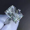 Anello di promessa fatto a mano quadrato 5ct Lab Moissanite Anello in argento sterling 925 Anelli per fedi nuziali per le donne Gioielli da sposa più fini Gift348g