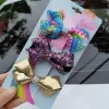 Neue Bögen Mädchen Haar Clips Glitzer Haar Bögen 3 teile/satz Kinder Haarspangen Mädchen Haarspangen BB Clips Designer Haar Zubehör BJ