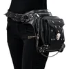 Marsupi Moda Steampunk Gothic Leg Bag Retro Pu Leather Rivet Messenger Borsa per telefono personalizzata UomoDonna