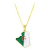 Country Algeriet Map Flag Pendant Necklace Gold Color Trendy Jewelry Maps of Algeriet Etniska gåvor Bijoux Femme277G
